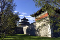 aka The Temple of Heaven. View of the Hall of Prayer for Good Harvests seen from outside the park walls