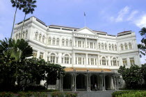 White facade of the Raffles Hotel