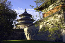 Tiantan aka Temple of Heaven. View through buildings toward the Hall of Prayer for Good Harvests