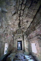 Interior view of Ta Prohm 12th century Temple ruins