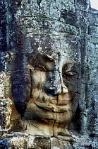 The Bayon. One of the faces of the late twelth to early thirteenth century pyramid temple built in the centre of the ancient city of Angkor Thom