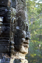 The Bayon. One of the faces of the late twelth to early thirteenth century pyramid temple built in the centre of the ancient city of Angkor Thom