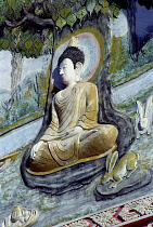 Wat Sainyamungkhun. Buddha carving in the temple wall