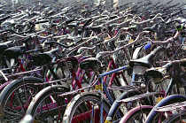 View over mass of bicycles in the City Bike park