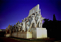 View of the Monument to the Peoples Heroes illuminated at night