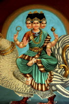 Sri Mariamman Temple. Detail of brightly coloured Hindu painting dating from 1862