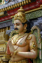 Sri Mariamman Temple. Detail of brightly coloured Hindu carving dating from 1862