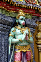 Sri Mariamman Temple. Detail of brightly coloured Hindu carving dating from 1862