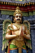 Sri Mariamman Temple. Detail of brightly coloured Hindu carving dating from 1862