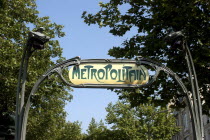 Art Nouveau style Metropolitan sign in green wrought iron