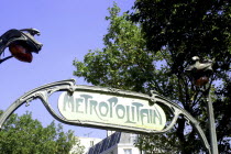 Art Nouveau style Metropolitain sign in green wrought iron