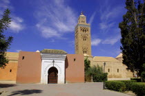 Koutoubia Mosque with entrance gate and tower