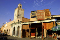 Carpet shop with rugs hanging outside