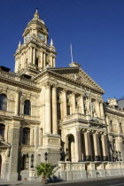 City Hall neo classical facade and clock tower which is a half size replica of Big Ben in London