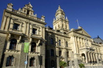 City Hall neo classical facade and clock tower which is a half size replica of Big Ben in London