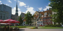 City Centre Square with outdoor cafe in the foreground