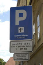 Parking sign with information in Slovenian