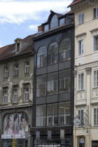 Art Nouveau facade of Trubarjev Antikvariat bookshop