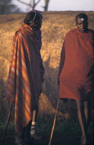 Maasai Moran or young warriors waiting for their intiation ceremony to start.