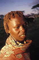 Portrait of Torrengai a young Maasai Moran during his initiation into manhood.