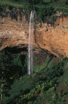 View over waterfall