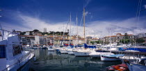 The Old Port  view over moored boats towards waterside buildings.  Alpes Maritimes