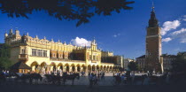 Rynek Glowny or Grand Square and sixteenth century Renaissance Cloth Hall covered market.