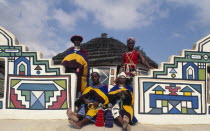 Ndebele Cultural Village at White River with women in traditional dress outside the arts and crafts shop