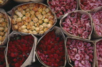 Rose bunches on display in the market