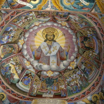 Colourful religious mural of Christ