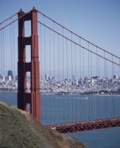 Golden Gate Bridge general view with the city in the distance.