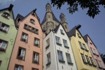 Colourful  tall and narrow buildings in the Old City