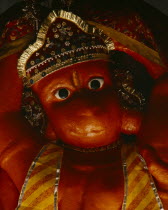 Detail of temple statue of Hanuman the monkey god.