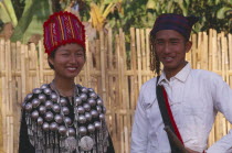 Young Jinghpaw man and woman in traditional attire