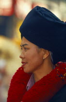 Portrait of a Iu Mien woman in traditional attire