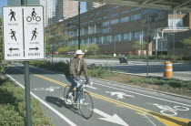 Cycle lanes next  to the West Side highway