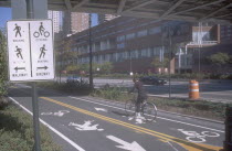 Cycle lanes next  to the West Side highway