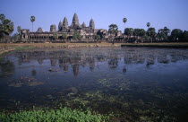 The central complex seen across the water lilly pond Asian Cambodian Kampuchea Religion Southeast Asia History Kamphuchea Religious