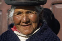 Portrait of elderly Aymara Indian woman.