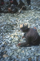 Road construction workers at Taukkyan near Yangon.