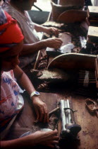 Workers in cigar factory