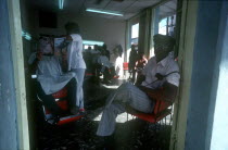 Busy barbershop scene