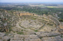 View over the Greek theater ruins dating from the 6th century BC from the upper steps Theatre