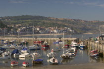 View of the town across the harbour from The Cobb.