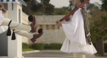 Ceremonial changing of the guards known as Evzones at the Parliament Building.