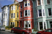 Brightly coloured Kemp Town terraced houses in Chesham Street