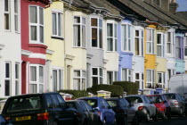 Brightly coloured terraced houses in Hanover area