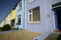 Brightly coloured terraced houses on Bear Road