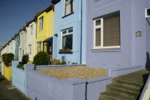 Brightly coloured terraced houses on Bear Road