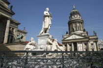 Schiller Monument and French Cathedral in the Gendarmenmarkt